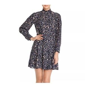 Rebecca Taylor Vivianna Silk Dark Floral Button Shirt Dress Whimsigoth Size 8